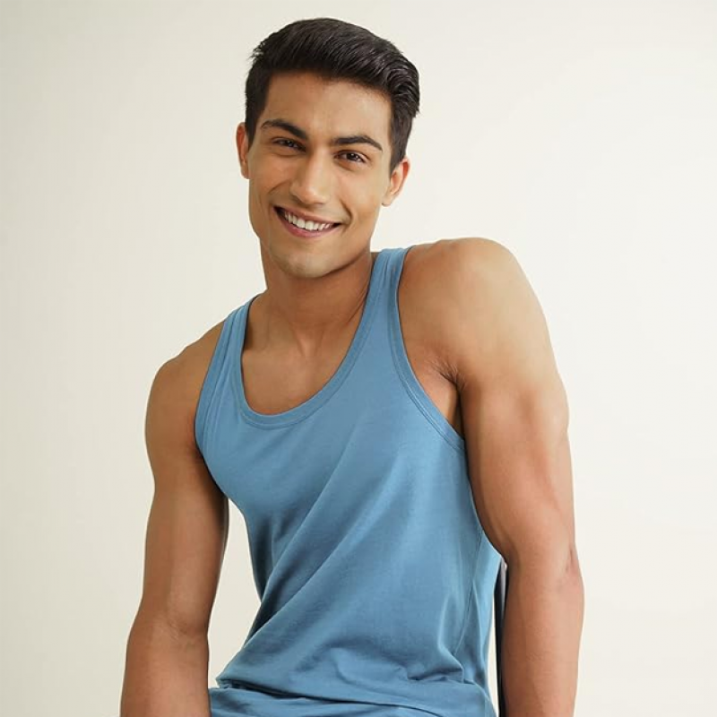 Neo-Cotton Round Neck Vest for Man, Anti-Bacterial, Shape Retaining Vest, 100% Cotton Banyan for Men, Buttery Soft Inner Baniyan