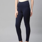 Women Navy Blue Pure Cotton Leggings