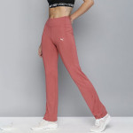 Women Mauve Solid Straight Fit Track Pant